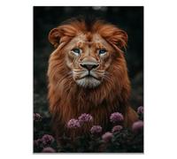 WIKEO Murale d'art l'image imprimée sur Toile Lion végétal naturel Animal Photos d'œuvres d'art pour Le Bureau à Domicile salon Décoration Moderne(Bleu)-40x60cm Sans cadre