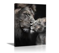 WIKEO Murale d'art l'image imprimée sur Toile Peinture vintage de lion Animal Photos d'œuvres d'art pour Le Bureau à Domicile salon Décoration Moderne(Grey)-80x120cm Encadrée