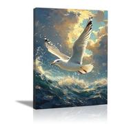 WIKEO Murale d'art l'image imprimée sur Toile Photos d’animaux aquatiques Animal Photos d'œuvres d'art pour Le Bureau à Domicile salon Décoration Moderne(blanc)-80x120cm Encadrée