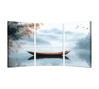 WIKEO Noir Lot de 3 posters Boho Mural Abstraite, Beaux paysages de la nature Impressions pour Murs Toile -Peinture Oeuvre pour Chambre Salon Nature Affiches Deco-50x70cmx3 Encadrée