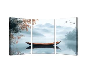 WIKEO Noir Lot de 3 posters Boho Mural Abstraite, Beaux paysages de la nature Impressions pour Murs Toile -Peinture Oeuvre pour Chambre Salon Nature Affiches Deco-50x70cmx3 Encadrée