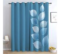 WIKEO Rideau Occultant Oeillets Lot de 2 Motif de Feuille de Plante Moderne Rideaux Opaque Doux et Esthétiques, Occultant Thermiques Anti Chaleur, Salon Moderne Chambre-H230 x L130 cm