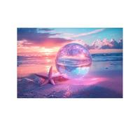 WIKEO Salon Paysage de Océan Impression Sur Toile Paysages plage du coucher de soleil violet Grande Moderne Decoration Murale Chambre Salle De Bain Cuisine Bureau poster(Rose)-80x120cm Sans cadre