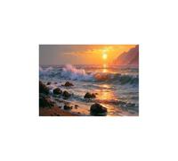 WIKEO Salon Paysage de Océan Impression Sur Toile Peinture dorée du coucher de soleil Grande Moderne Decoration Murale Chambre Salle De Bain Cuisine Bureau poster(Orange)-30x40cm Sans cadre
