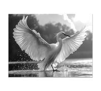 WIKEO Tableau décoratif animal Animal noir et blanc imprimée sur Toile Photos d'œuvres d'art pour Le Bureau à Domicile Décoration Moderne(Beige)-30x40cm Sans cadre