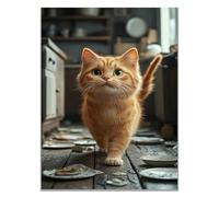 WIKEO Tableau décoratif animal Photos mignonnes d’animaux imprimée sur Toile Photos d'œuvres d'art pour Le Bureau à Domicile Décoration Moderne(Marron)-60x90cm Sans cadre