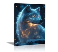 WIKEO Tableau décoratif animal Œuvres d’art d’animaux d’hiver Art mural Tableau mural pour la maison, le salon, la chambre à coucher, la décoration(blanc)-60x90cm Encadrée