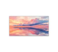 WIKEO Tableau Decoration Murale Décors de coucher de soleil Impression sur Toile Peinture Mural Decoration Salon de Tableaux Murale - Tropical - Mer - Bleu(Orange 5)-50x100cm Sans cadre