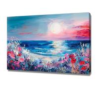 WIKEO Tableau Decoration Murale Salon Fleurs d’océan Graffiti Moderne Toile Coucher Impression Sur Toile, Decoration Murale Chambre Salle De Bain Cuisine(Rouge)-60x90cm Encadrée