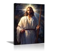 WIKEO Tableau Jésus Poster de décoration Jésus naturel de l’Arbre de Vie Image Chrétien Murale mural pour salon, chambre à coucher- Impression moderne Art Salon(Violet 4)-50x70cm Encadrée