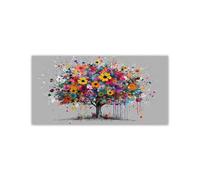 WIKEO Tableau Murale Salon Moderne Affiche Graffiti Tree Of Life Arbre De Vie Nature Paysage Impression Sur Toile, Decoration Murale Chambre Salle De Bain Cuisine Bureau(Jaune)-20x40cm Sans cadre