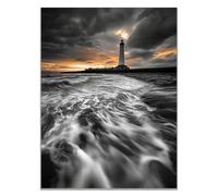 WIKEO Tableau plage Abstraction affiche Ocean Sunset Decoration Chambre Tableaux, Posters et Arts Décoratifs, Maison, Cuisine, Bureau ，Salon Decor Posters(gris)-60x90cm Sans cadre