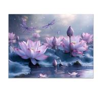 WIKEO Tableau plage Dauphin floral abstrait Decoration Chambre Tableaux, Posters et Arts Décoratifs, Maison, Cuisine, Bureau ，Salon Decor Posters(pourpre)-50x70cm Sans cadre