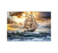 WIKEO Tableau plage Decoration Murale Peinture dorée du coucher de soleil Nature Paysage Maison Bain Salon, Chambre, Impression sur Toile tableau Decor Posters(Or)-50x70cm Sans cadre