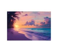 WIKEO Tableau plage Paysages de la plage du coucher du soleil Decoration Chambre Tableaux, Posters et Arts Décoratifs, Maison, Cuisine, Bureau ，Salon Decor Posters(Violet)-70x100cm Sans cadre