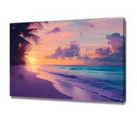 WIKEO Tableau plage Paysages de la plage du coucher du soleil Decoration Chambre Tableaux, Posters et Arts Décoratifs, Maison, Cuisine, Bureau ，Salon Decor Posters(Violet)-30x40cm Encadrée
