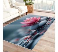 WIKEO Tapis Salon Lavable Plage Tapis Beach Stone Flowers Chambre Pile Courte et Douce Doux Vintage, Rectangulaire Intérieur Extérieur Dessous antidérapant Grand Moquette(Rose 101)-180x270cm