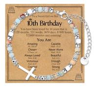 WIKHIA Cadeau d'anniversaire pour filles - Bracelet réglable en acier inoxydable avec croix chrétienne - Idée de cadeau d'anniversaire pour fille fille nièce amie
