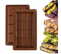 Wikimo 2 pièces moule à chocolat silicone, Grand moule en silicone pour Dubai chocolat pistache, Moule à chocolat Dubai chocolat Back Extra Tief (Marron)