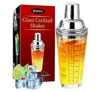 Wikimo Shaker à Cocktails, 400ml Mixer à Verre à Cocktails, Mesure de Barman avec 6 Recettes, Accessoires de Bar Professionnels, Cadeau pour Femmes, Hommes et Débutants
