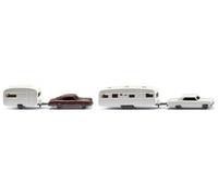 Wiking Modellbau Caravanes 092211 - Lot de 2 blanc/bordeaux foncé - N (1:160)