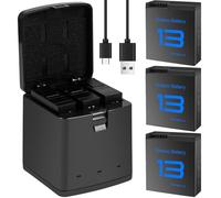 Wikinu Lot de 3 batteries de rechange pour Gopro Hero 13 2100 mAh et hub de chargeur rapide LED USB pour GoPro Hero 13
