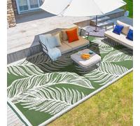 wikiwiki Outdoor Rug, 9x18ft Waterproof Reversible Mat Indoor Outdoor Rugs Carpet, Small Area Rug Plastic Straw Rug for Patio Deck Balcony Pool RV Camping Beach Picnic, Green, Rugscape Series
