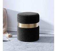 WIKKASSEIR Repose-Pieds, Pouf Moderne en Velours, Rond, rembourré, décoration d'intérieur contemporaine, Petit Meuble, Tabouret à Langer, Noir, 37 x 45 cm (15 x 18 Pouces)