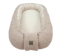 WIKLINOPOL Babynest, nid pour nouveau-né - Baby Nest 80x46 cm en Beige, nid portable en mousseline & peluche Teddy douce - nid bébé pour nouveau-né avec matelas amovible