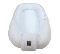 WIKLINOPOL Babynest, nid pour nouveau-né - Baby Nest 80x46 cm en Blanc, nid portable en mousseline & peluche Teddy douce - nid bébé pour nouveau-né avec matelas amovible
