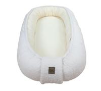 WIKLINOPOL Babynest, nid pour nouveau-né - Baby Nest 80x46 cm en écru, nid portable en mousseline & peluche Teddy douce - nid bébé pour nouveau-né avec matelas amovible