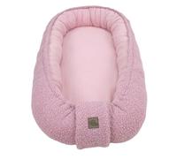 WIKLINOPOL Babynest, nid pour nouveau-né - Baby Nest 80x46 cm en Rose, nid portable en mousseline & peluche Teddy douce - nid bébé pour nouveau-né avec matelas amovible