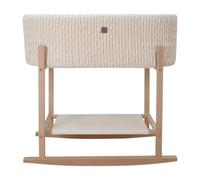 Wiklinopol Couffin Bébé Cosy avec Support en Bois et Matelas - Berceau à Bascule pour Nouveau-Né - Panier Portable avec Espace Rangement - Couleur Ecru