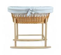 Wiklinopol Couffin Bébé OLIWIA II - Berceau en Osier avec Support en Bois - Ensemble Complet avec Matelas & Linge en Mousseline Gris, Respirant, Lavable & hypoallergénique