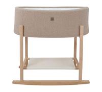 Wiklinopol Couffin Bébé Teddy avec Support en Bois et Matelas - Berceau à Bascule pour Nouveau-Né - Panier Portable avec Espace Rangement - Couleur Beige