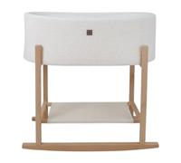 Wiklinopol Couffin Bébé Teddy avec Support en Bois et Matelas - Berceau à Bascule pour Nouveau-Né - Panier Portable avec Espace Rangement - Couleur Écru