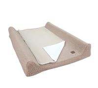Wiklinopol Matelas à Langer 50x70 cm Bébé - Set 3 en 1 avec Housse Amovible Peluche Teddy (Beige) - Coussin à Langer Imperméable et Bords Surélevés + Alèse en Éponge