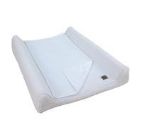 Wiklinopol Matelas à Langer 50x70 cm Bébé - Set 3 en 1 avec Housse Amovible Peluche Teddy (Blanc) - Coussin à Langer Imperméable et Bords Surélevés + Alèse en Éponge
