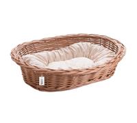 Wiklinowy Świat - Lit en osier pour chien et chat, lit en osier pour animaux de compagnie - Naturellement chaud, respirant et élégant - Différentes tailles 58x42x15cm - Coussin crème clair