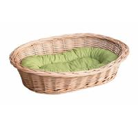 Wiklinowy Świat - Lit en osier pour chien et chat, lit en osier pour animaux de compagnie - Naturellement chaud, respirant et élégant - Différentes tailles 50x35x13cm - Coussin vert