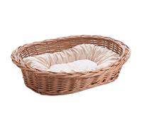 Wiklinowy Świat - Lit en panier en osier pour chien et chat, lit en osier pour animaux de compagnie - Naturellement chaud, respirant et élégant - Différentes tailles 66x47x15cm - Coussin crème clair