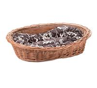 Wiklinowy Świat - Lit pour chien/chat en panier en osier, lit en osier pour animaux de compagnie - Naturellement chaud, respirant et élégant - Différentes tailles 66x47x15cm - Marron avec motif de