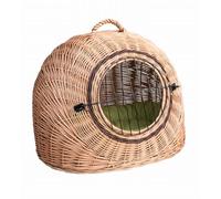 Wiklinowy Świat - Panier de transport pour chat avec grille métallique et coussin - Box de transport en osier pour chien petit - Lit de repos et panier de couchage confortable pour chat - 60x46x50cm