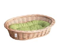 Wiklinowy Świat Panier en osier pour animaux de compagnie - Naturellement chaud, respirant et élégant - Différentes tailles 58 x 42 x 15 cm - Coussin vert