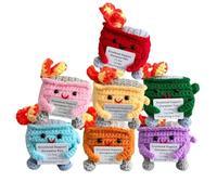 WIKNOW Emotional Support Dumpster Fire, Adorable Crochet Knitting Handmade, Emotion Dolls Heartfelt Gift, Funny Desk Decor (7 PCS)