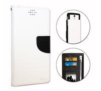 Wiko Lenny 3 Etui Housse Folio Blanc Façon Cuir Texturé Avec Porte Cartes Et Surpiqûres Apparentes By Ph26®