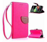 Wiko Rianbow Coque (Gratuit 2 En 1 Stylet) de Protection en Cuir Folio Housse Leather Case Wallet Mallette Flip Protective Cover pouces,Magnétique Housse de Protection Étui Coque Flip PU Cuir Folio Portefeuille Etui Housse Coque Coquille avec Fonction Stand et Fentes de Carte de Crédit pour -(Prune Color)WIKO RAINBOW (Prune)