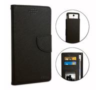 Wiko Sunny 2 Etui Housse Folio Noir Façon Cuir Texturé Avec Porte Cartes Et Surpiqûres Apparentes By Ph26®