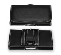 Wiko Sunny Max Étui Pochette Accroche-Ceinture Façon Cuir Grainé Noir De Qualité Avec Clip + Passant, Fermeture Aimanté Et Surpiqures Apparentes By Ph26®