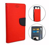 Wiko U Feel Prime Etui Housse Folio Rouge Façon Cuir Texturé Avec Porte Cartes Et Surpiqûres Apparentes By Ph26®